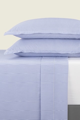 Lenzuolo sopra in percalle di cotone 80 fili/cm² - Celeste e bianco