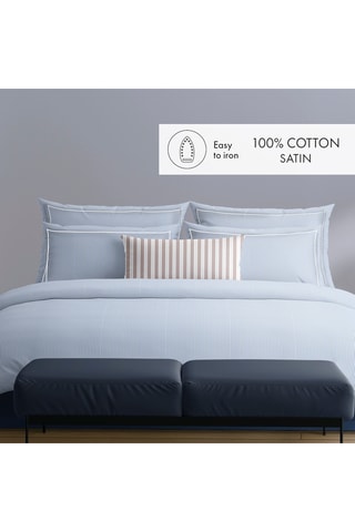 Lenzuolo sopra in percalle di cotone 80 fili/cm² - Celeste e bianco