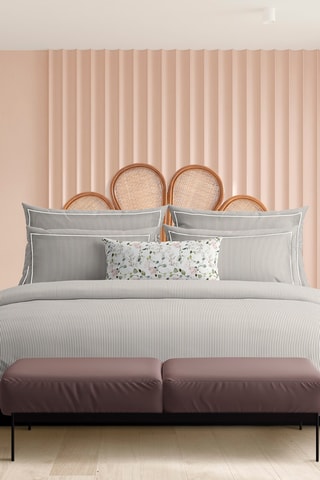 Lenzuolo sopra in percalle di cotone 80 fili/cm² - Taupe ed ecrù