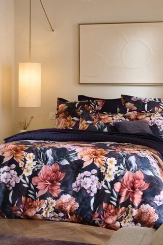 Conjunto de edredão em cetim de algodão 80 fios/cm² - Azul-marinho