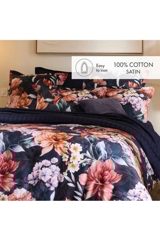 Conjunto de edredão em cetim de algodão 80 fios/cm² - Azul-marinho