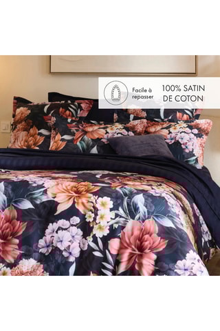 Conjunto de edredão em cetim de algodão 80 fios/cm² - Azul-marinho