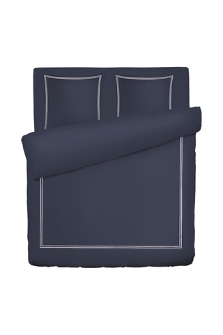 Parure copripiumino in raso di cotone 80 fili/cm² - Bianco e blu scuro