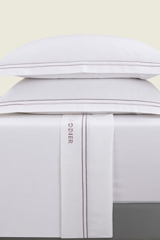 Juego de sábanas de satén de algodón 80 hilos/cm² - Blanco y gris oscuro