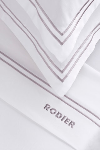 Juego de sábanas de satén de algodón 80 hilos/cm² - Blanco y gris oscuro