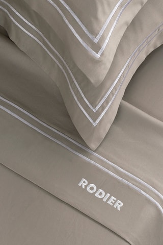 Parure lenzuola in raso di cotone 80 fili/cm² - Taupe e bianco