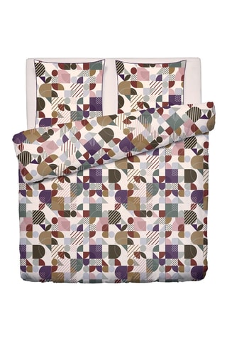 Conjunto de edredão em cetim de algodão 80 fios/cm² - Branco e toupeira