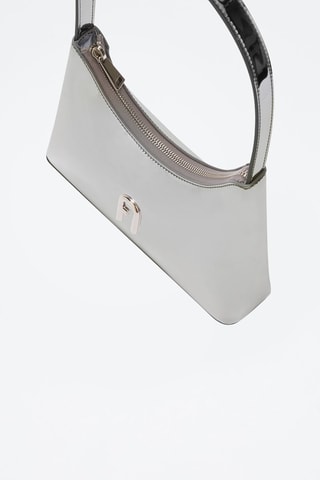 Sac porté épaule en cuir Diamante Mini - Argenté