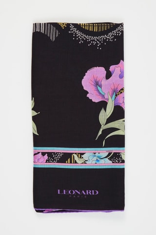 Foulard in cashmere e seta Icône - Nero e rosa