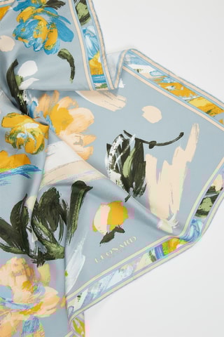 Foulard in lana e seta Gipsy - Celeste e giallo