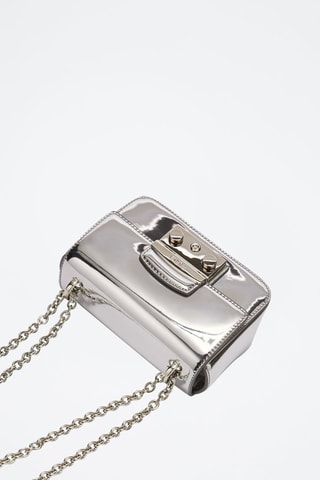 Sac porté épaule en cuir Diamante Mini - Argenté