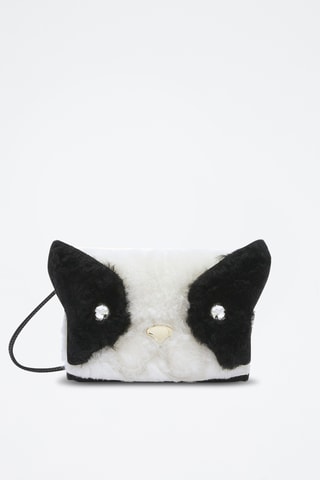 Sac bandoulière en fourrure d'agneau Allegra - Noir et blanc