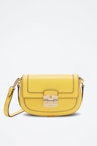 Sac bandoulière en cuir Club 2 S - Jaune