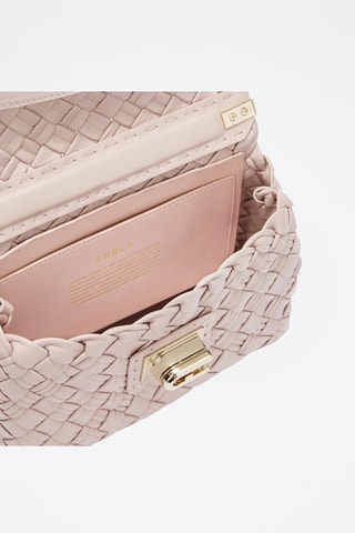 Sac bandoulière en cuir d'agneau Furla Gerla - Rose poudré