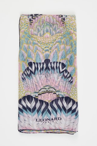 Sciarpa in seta Mantila - Cobalto e rosa