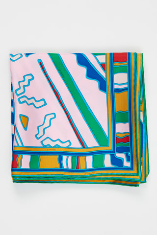 Foulard in seta Ken - Verde chiaro e rosa cipria