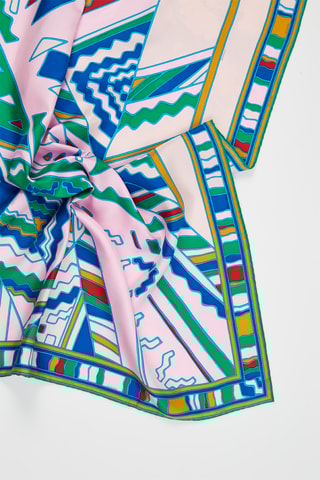 Foulard in seta Ken - Verde chiaro e rosa cipria