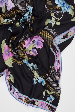 Foulard in cashmere e seta Icône - Nero e bianco