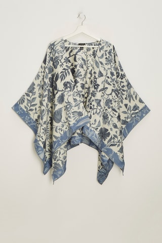 Poncho in lana e seta Marta - Azzurro