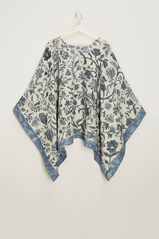 Poncho in lana e seta Marta - Azzurro