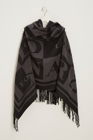 Poncho in lana Maxi logo - Nero