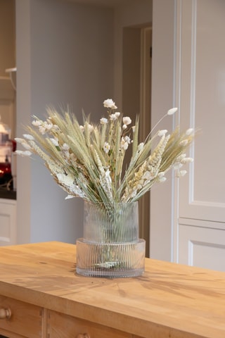 Bouquet Rhodanthe, Amaranthus, Phalaris et Triticale séchés - 50 cm - Beige