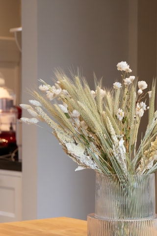 Bouquet Rhodanthe, Amaranthus, Phalaris et Triticale séchés - 50 cm - Beige
