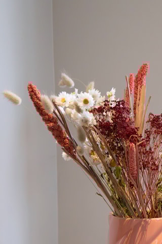 Bouquet Lagurus, Rhodanthe, Roses, Setarea et Broom bloom séchés - 55 cm - Coloris aléatoire