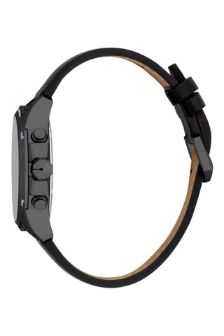 Montre à quartz en cuir - Chronographe - Noir