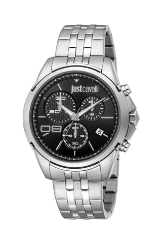 Montre à quartz en acier - Chronographe - Argenté