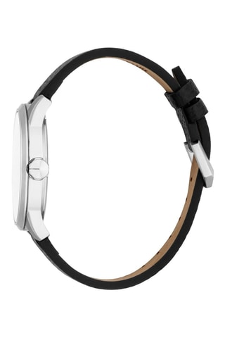 Montre à quartz en cuir - Noir et argenté