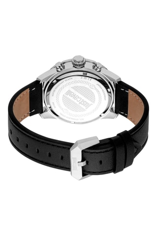 Montre à quartz en cuir - Chronographe - Noir et argenté