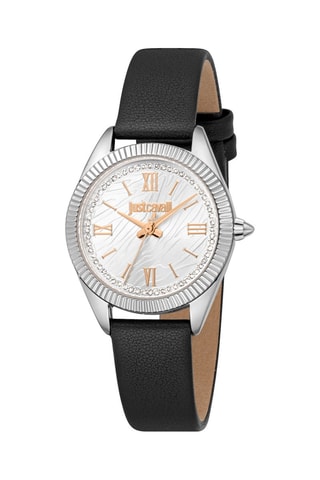 Montre à quartz en cuir - Noir et argenté