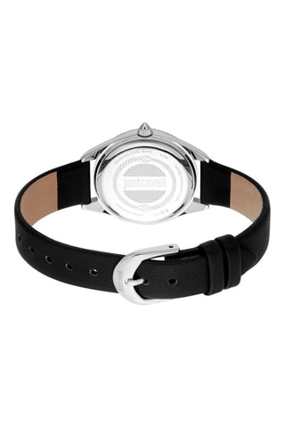 Montre à quartz en cuir - Noir et argenté