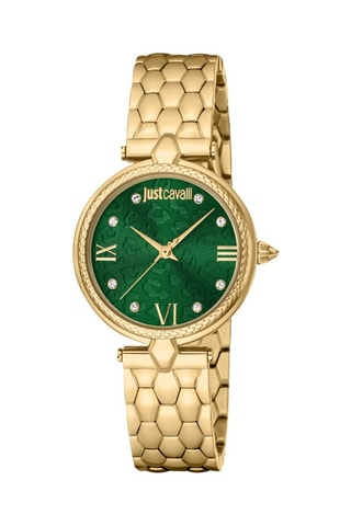 Montre à quartz en acier et cristaux tchèques - Doré et vert