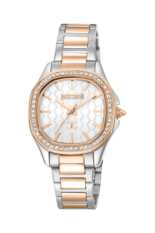 Montre à quartz en acier et cristaux tchèques - Argenté et doré rose