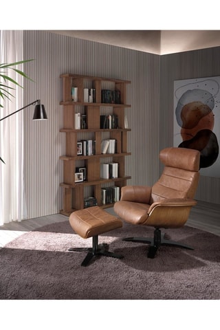 Repose-pieds en cuir - 
Marron