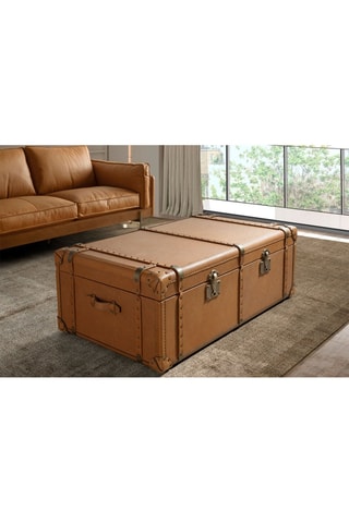 Banc-coffre - Marron - En cuir