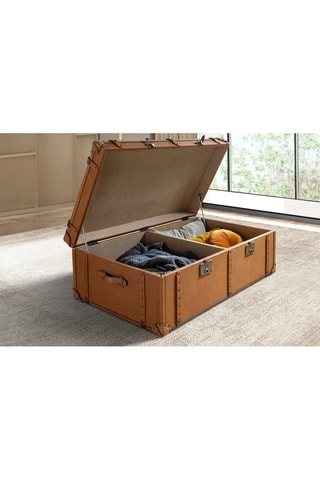 Banc-coffre - Marron - En cuir