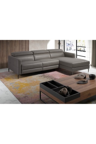 Canapé d'angle droit en cuir -
Gris