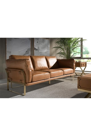 Canapé - Camel - 3 places - En cuir