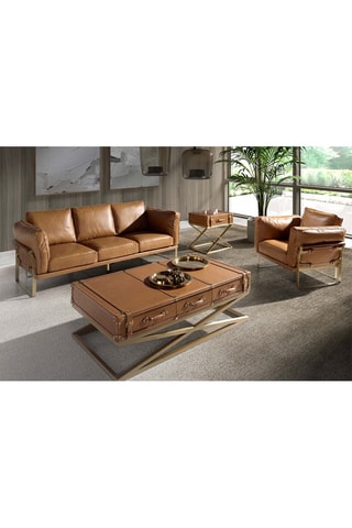 Canapé - Camel - 3 places - En cuir