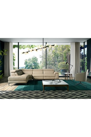 Canapé d’angle gauche en cuir  à mécanisme électrique - Beige