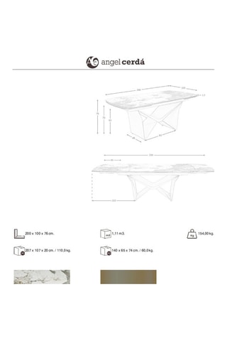 Table à manger extensible - 200/290 x 76 x 100 cm
