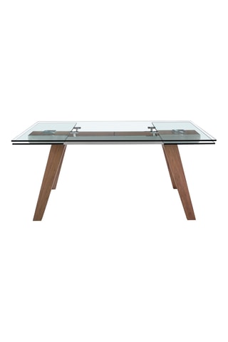 Table extensible en verre et noyer - 180-270 x 76 x 100 cm
