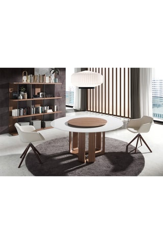 Table en porcelaine et noyer - 150 x 75 x 150 cm