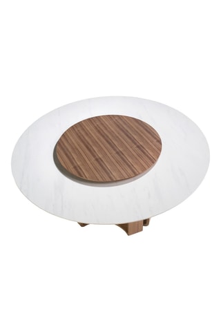 Table en porcelaine et noyer - 150 x 75 x 150 cm