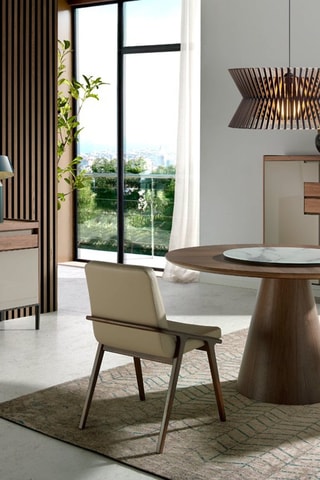 Table à manger - Imitation noyer et blanc