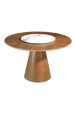 Table à manger - Imitation noyer et blanc