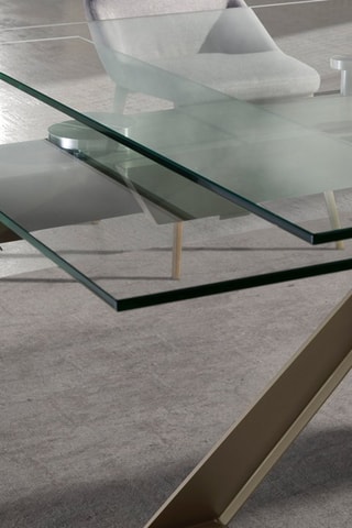 Table à manger extensible Transparent et doré